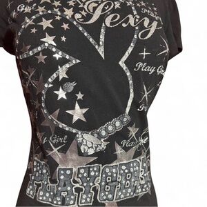 PLAYGIRL Black & Silver Women's Tee